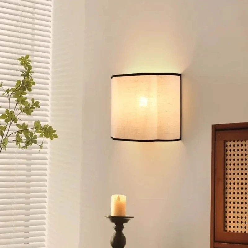 French Cream Style Wall Lamp Creative Linen Bedroom Bedside Background Wall Decorative Lamp Corridor Walkway Lamp