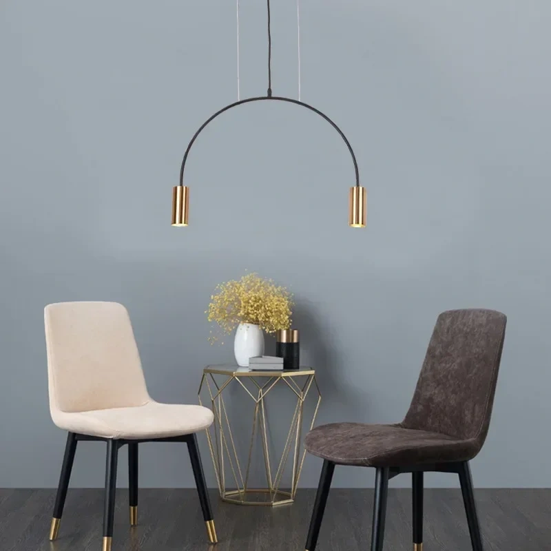 Minimalist Pendant lamp for Home Black Geometric Lines Dining Room Lighting Bedroom Pendant Lights Iron Art Indoor Lighting