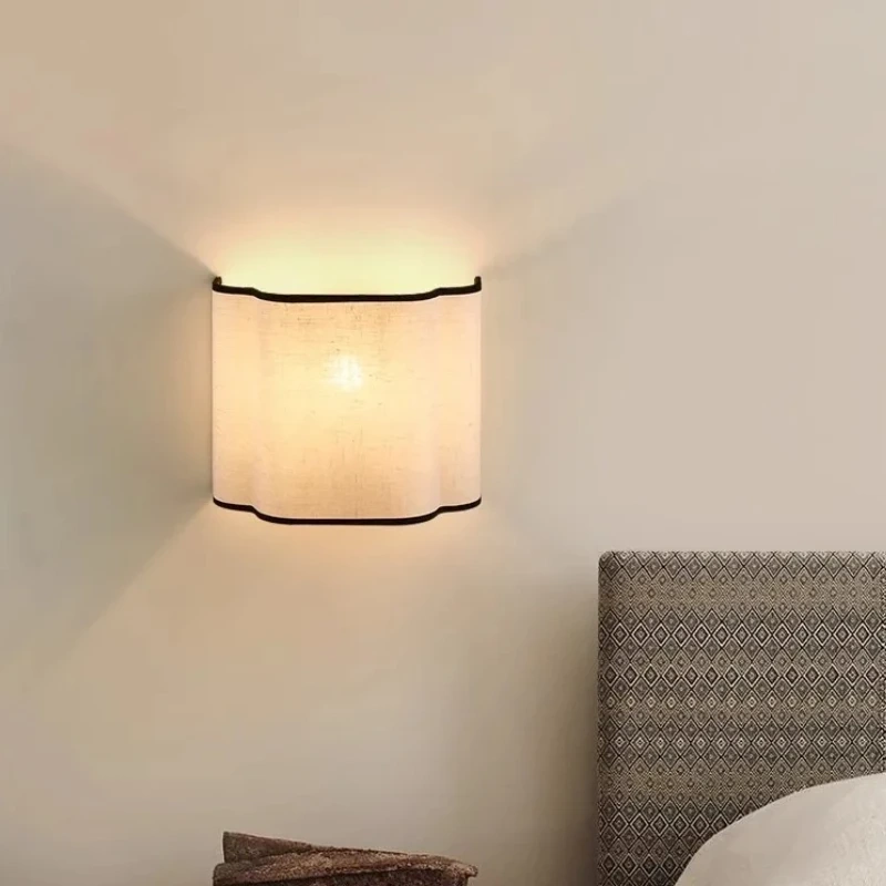 French Cream Style Wall Lamp Creative Linen Bedroom Bedside Background Wall Decorative Lamp Corridor Walkway Lamp