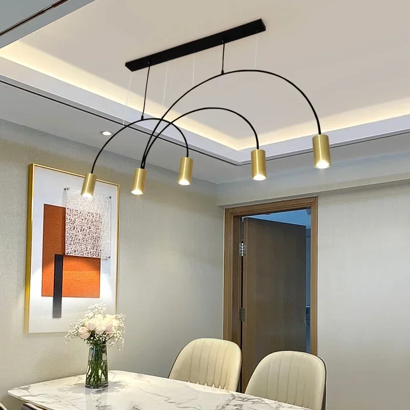 Minimalist Pendant lamp for Home Black Geometric Lines Dining Room Lighting Bedroom Pendant Lights Iron Art Indoor Lighting