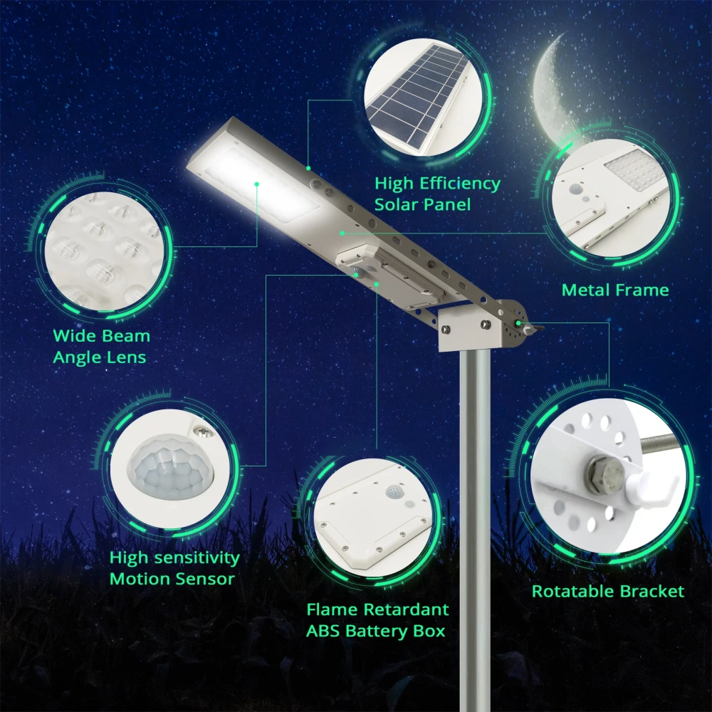 Alpha 1080X Outdoor Motion Sensor Solar Powered LED Pole Wall Street Path Solar Light For Garden 3 Working Mode Solar Lamp