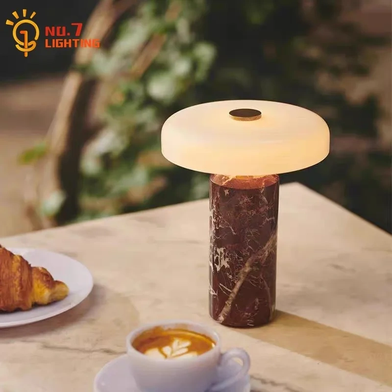 Danish Portable Charging Table Lamp with Touch Switch Atmosphere LED Marble Desk Lights Living Room Bedroom Bedside Study Cafe