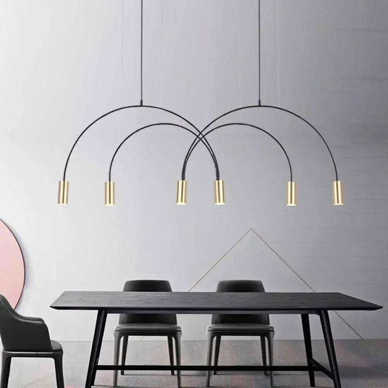 Minimalist Pendant lamp for Home Black Geometric Lines Dining Room Lighting Bedroom Pendant Lights Iron Art Indoor Lighting