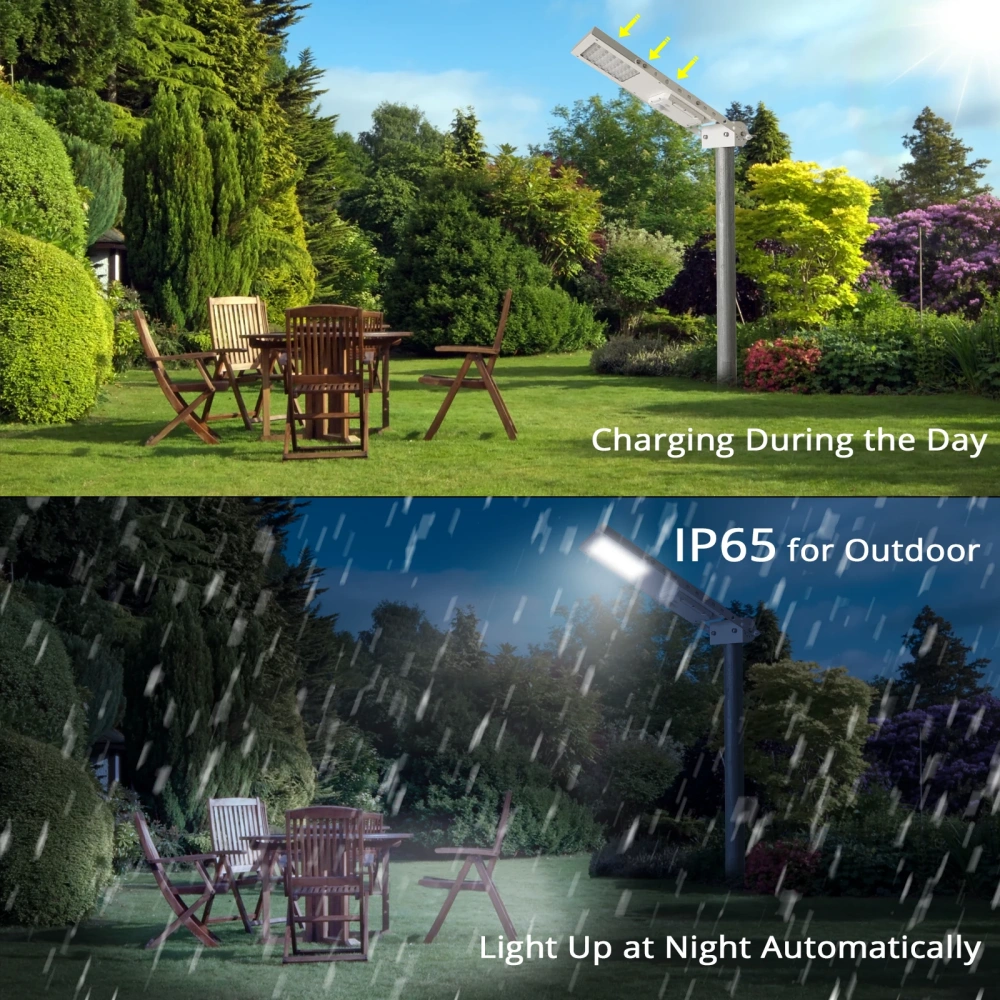 Alpha 1080X Outdoor Motion Sensor Solar Powered LED Pole Wall Street Path Solar Light For Garden 3 Working Mode Solar Lamp
