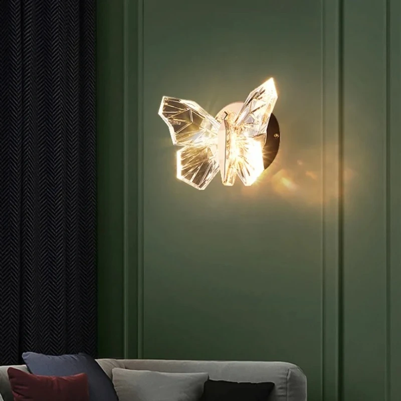Nordic LED Butterfly Wall Lamp Indoor Lighting Bedside Wall Sconce Lamp for Living Room Corridor Stairs Hanging Light Decoration
