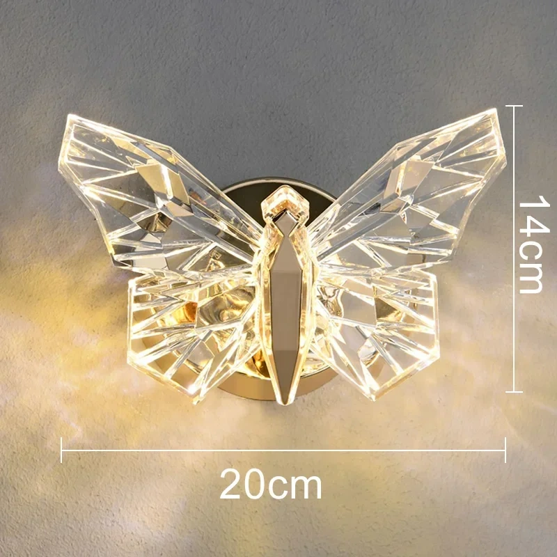 Nordic LED Butterfly Wall Lamp Indoor Lighting Bedside Wall Sconce Lamp for Living Room Corridor Stairs Hanging Light Decoration