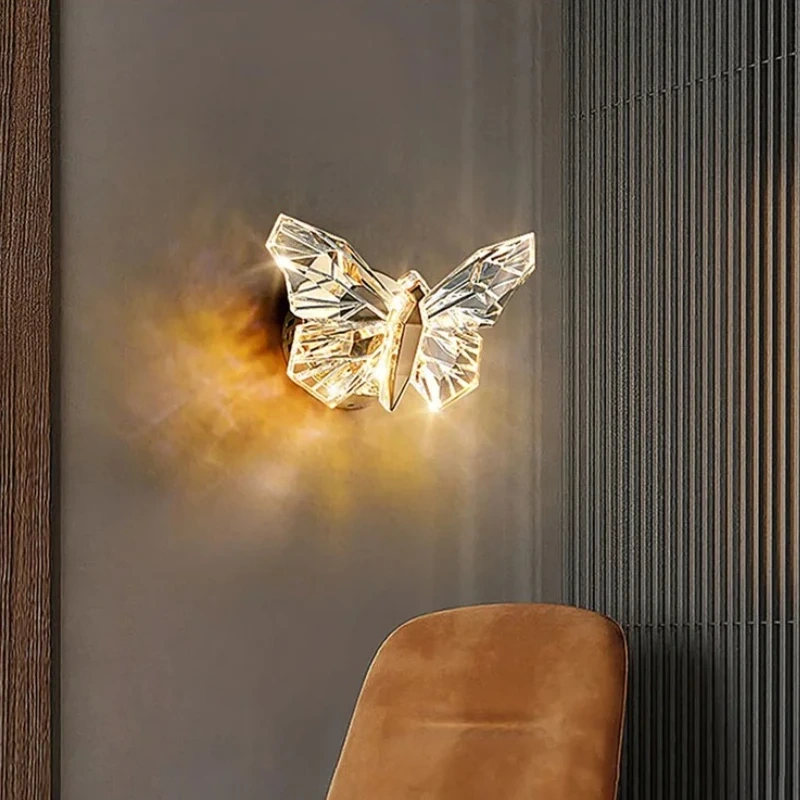 Nordic LED Butterfly Wall Lamp Indoor Lighting Bedside Wall Sconce Lamp for Living Room Corridor Stairs Hanging Light Decoration