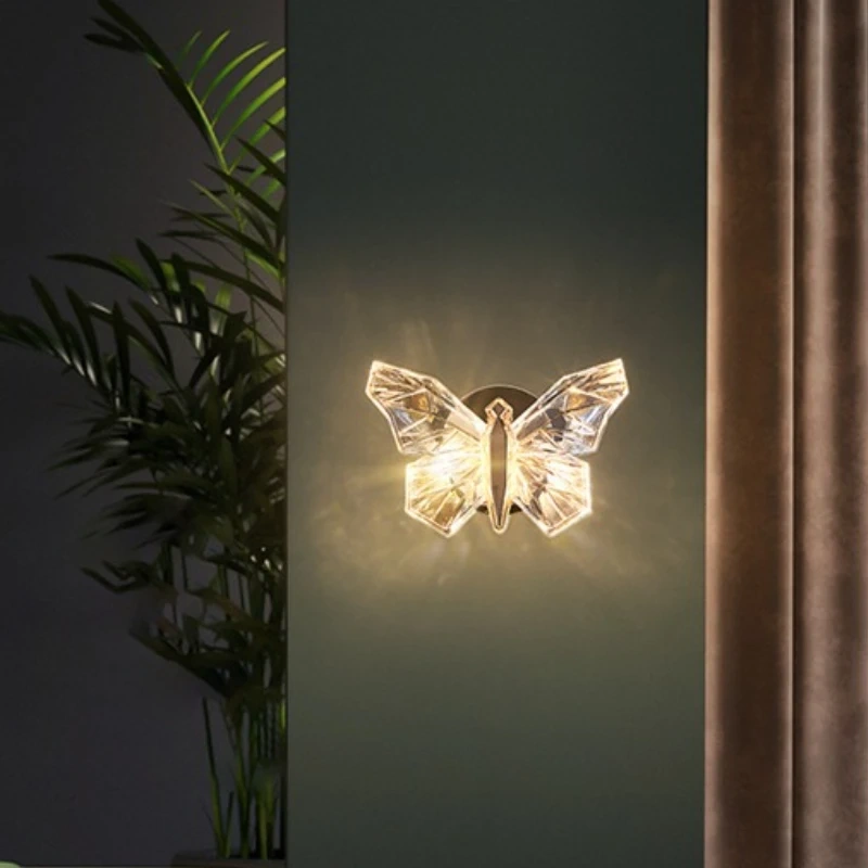 Nordic LED Butterfly Wall Lamp Indoor Lighting Bedside Wall Sconce Lamp for Living Room Corridor Stairs Hanging Light Decoration