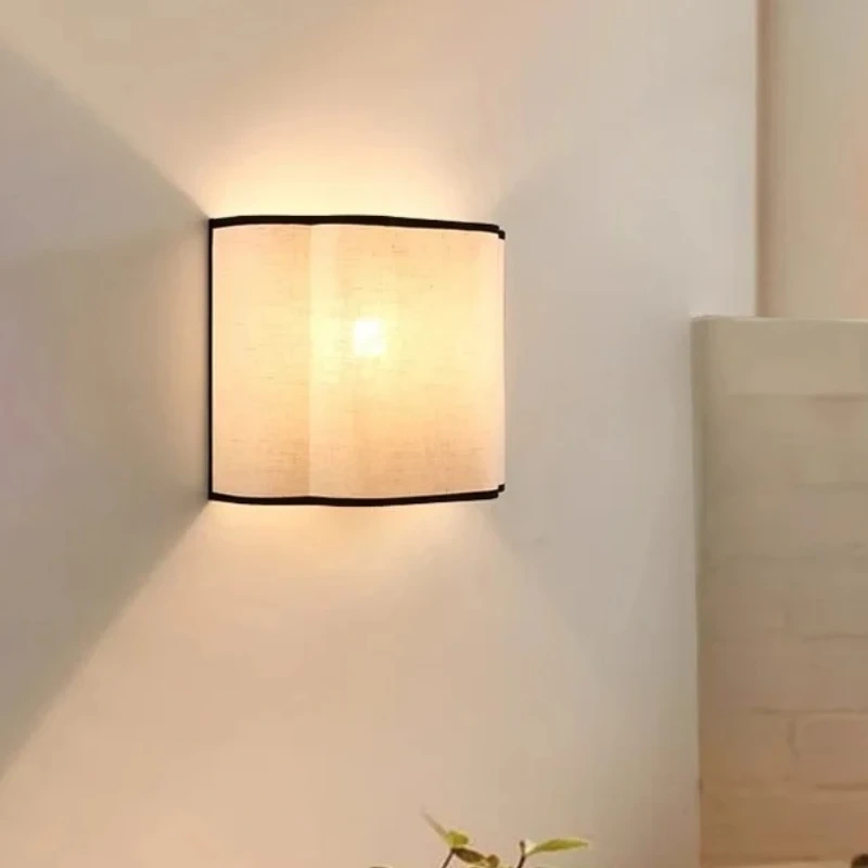 French Cream Style Wall Lamp Creative Linen Bedroom Bedside Background Wall Decorative Lamp Corridor Walkway Lamp