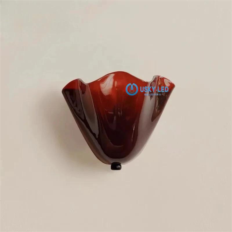 Skirt Series American Retro Colored Berry Glass Lamp French Shell Living Room Bedside Wall Lamp