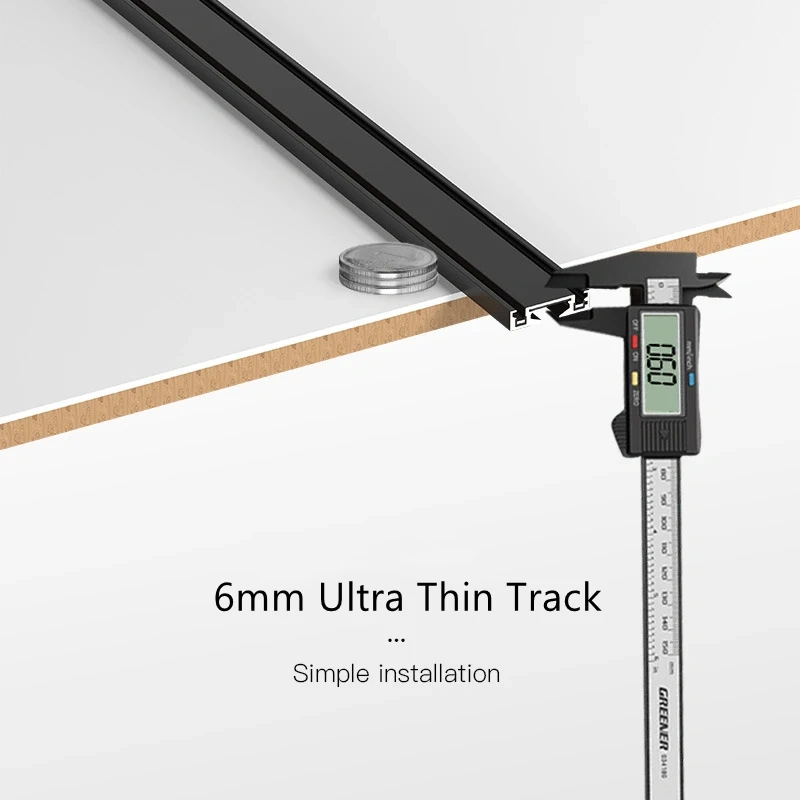 H6mm Ultra Thin Magnetic Track Light System 48V Living Room Ceiling Mount LED Ceiling Magnet Rail Lamp Spotlight Chandelier