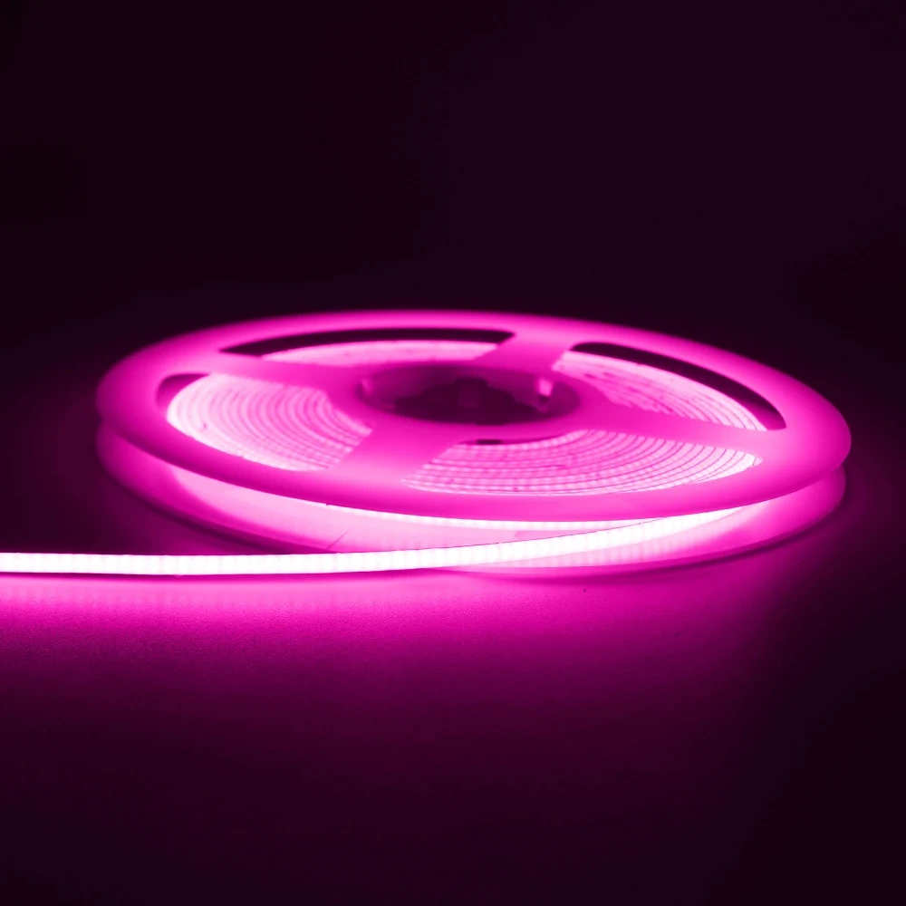 Pink 12V colorful COB LED tape for furniture and decorative lighting