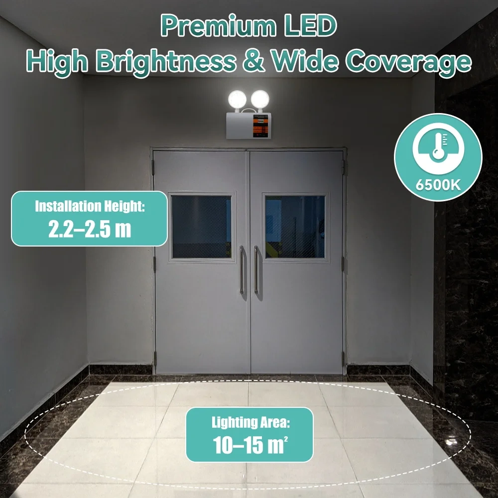 Fire Emergency Light LED Dual Head Emergency Lighting Corridor Safety Lamp Power Off Memory Light Approved Emergency Light 220V