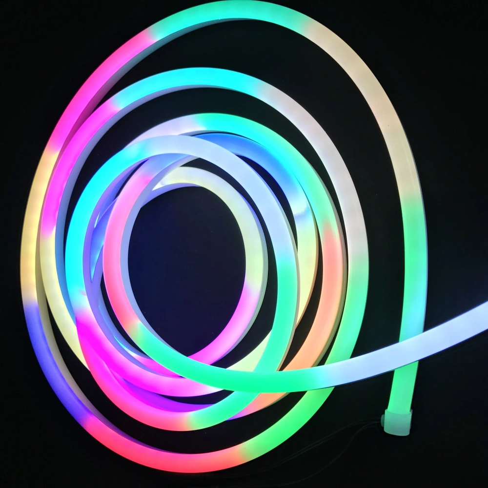 12mm*25mmm size,5m DC24V LED RGBW standard DMX512 pixel neon strip;60leds/m,10pixels/m;IP67 rated