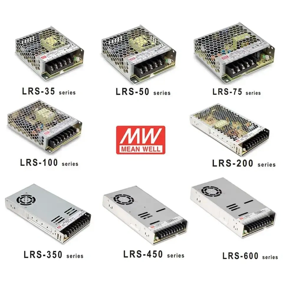 Original Mean Well Brand RS-15/25 LRS-35/50/100/150/200/350/450/600 Series 5V 12V 15V 24V 36V 48V Switching Power Supply