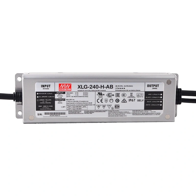 MEANWELL XLG-240-H-AB 240W 4900mA 27-56V Constant Power LED Driver Switching Power Supply For 2pcs QB288 lm301b lm301h boards