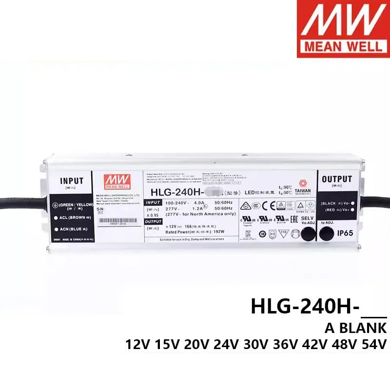 MEAN WELL HLG-240H Switching power supply 12A 15A 24A 30A 36A 42A 48A 54A 240W Constant Voltage + Constant Current LED Driver