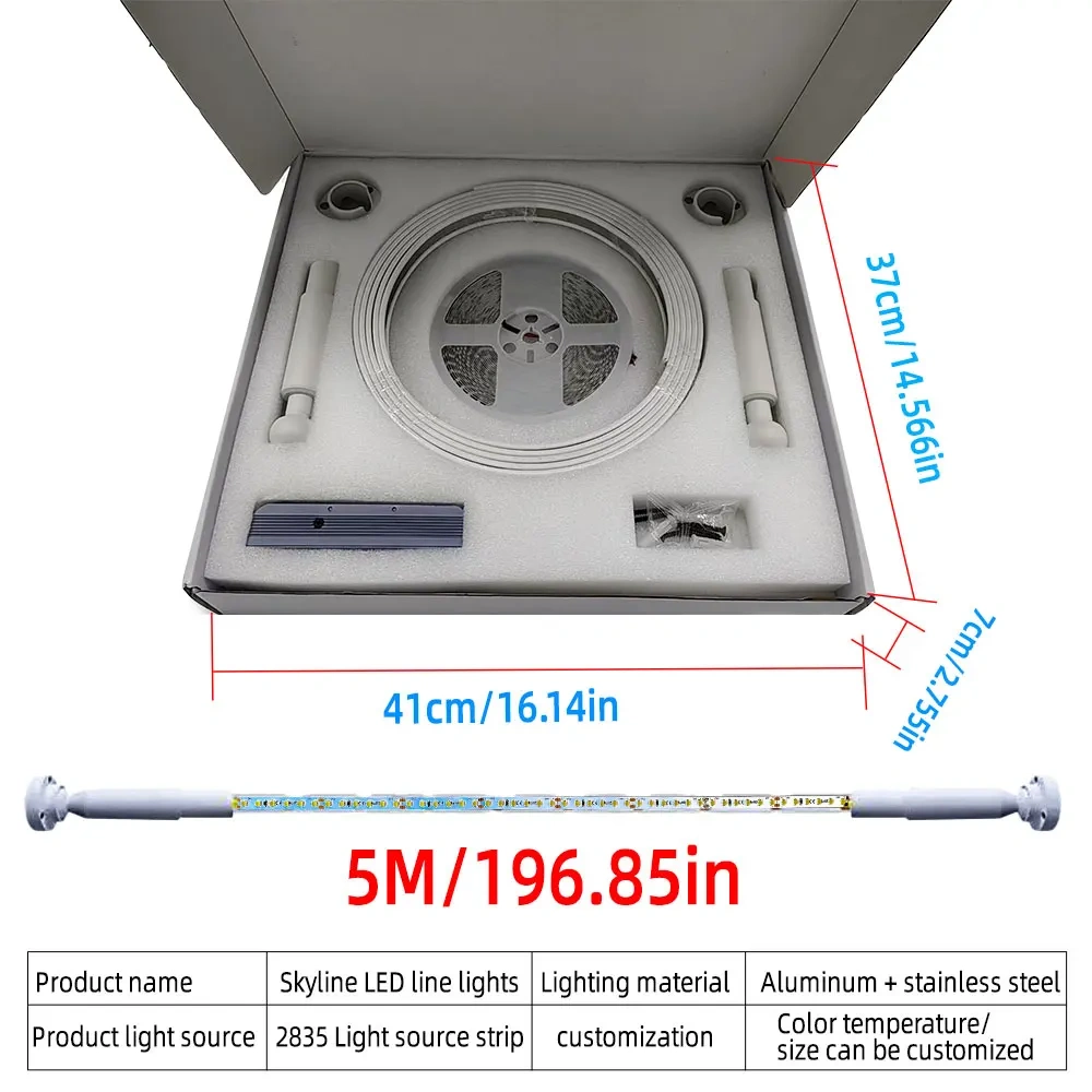 DIY Length Modern LED Skyline Light Surface Mount Wall Ceiling Vertical 3000K 4000K 6000K Black White