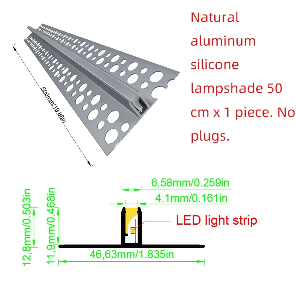 Embedded aluminium LED strip profile plaster in for ceiling installations providing atmospheric lighting in various spaces