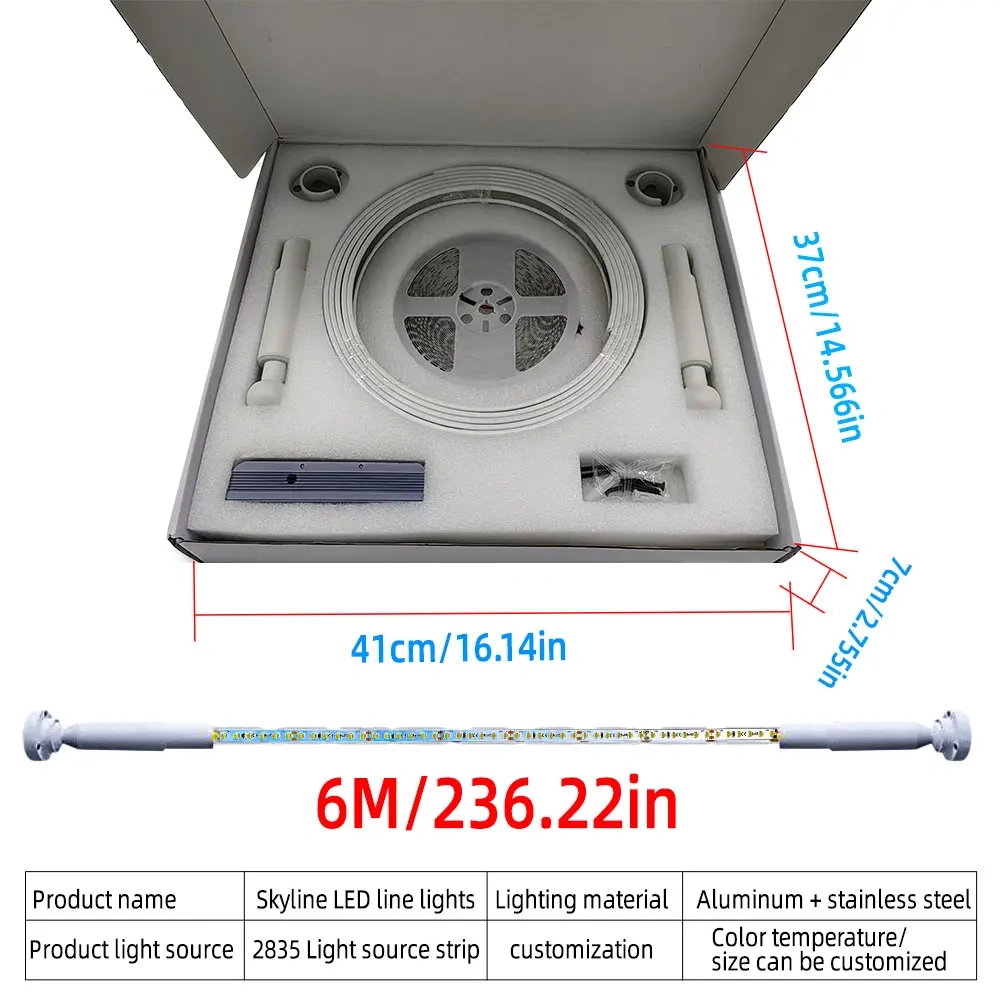 DIY Length Modern LED Skyline Light Surface Mount Wall Ceiling Vertical 3000K 4000K 6000K Black White
