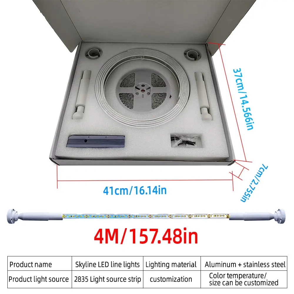 DIY Length Modern LED Skyline Light Surface Mount Wall Ceiling Vertical 3000K 4000K 6000K Black White
