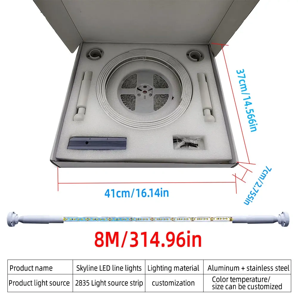 DIY Length Modern LED Skyline Light Surface Mount Wall Ceiling Vertical 3000K 4000K 6000K Black White