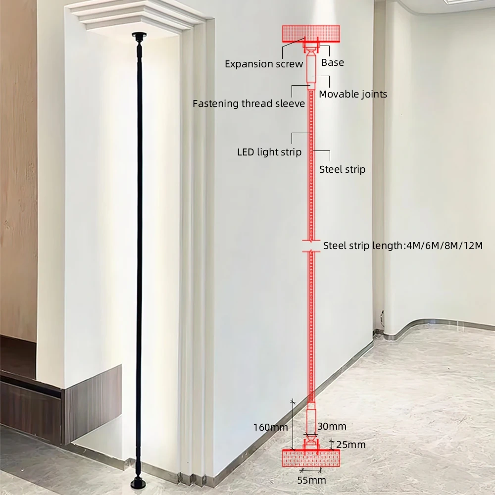 DIY Length Modern LED Skyline Light Surface Mount Wall Ceiling Vertical 3000K 4000K 6000K Black White