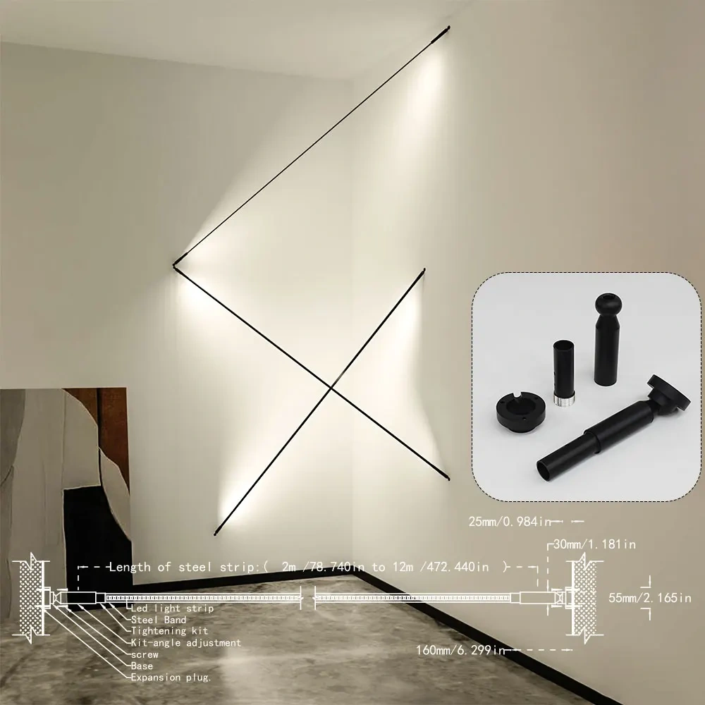 Skyline Lamp Wall Mounted Minimalist Lighting Steel Band Linear Light DIY Available in White And Black Color Options