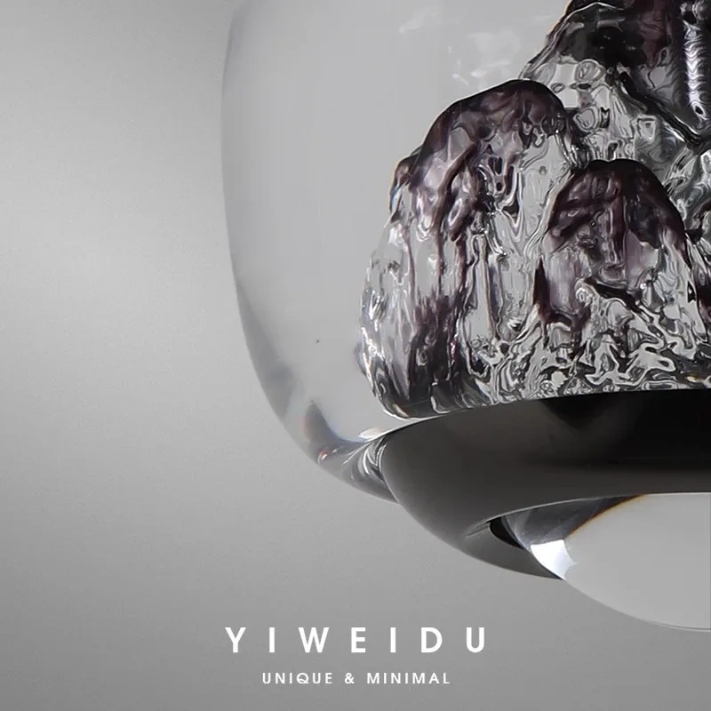 Italian minimalist bedroom bedside chandelier light luxury high-end restaurant lifting bar master bedroom iceberg chandelier