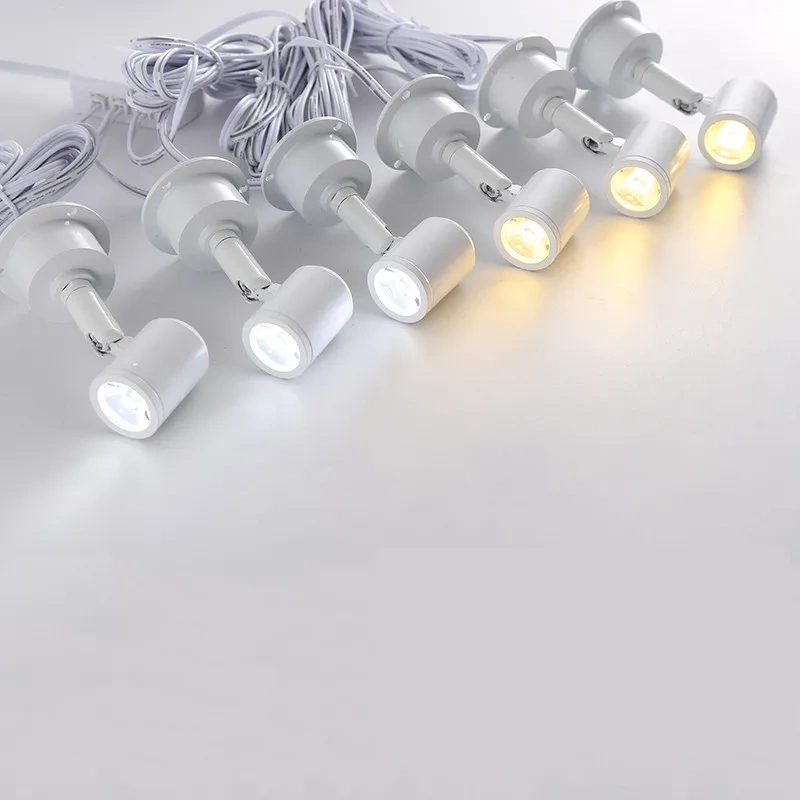 Surface Mounted MINI LED Cabinet Spotlights 110V 220V Kitchen Puck Lighting for Jewelry Showcase Model Spot Light Wall Lamp