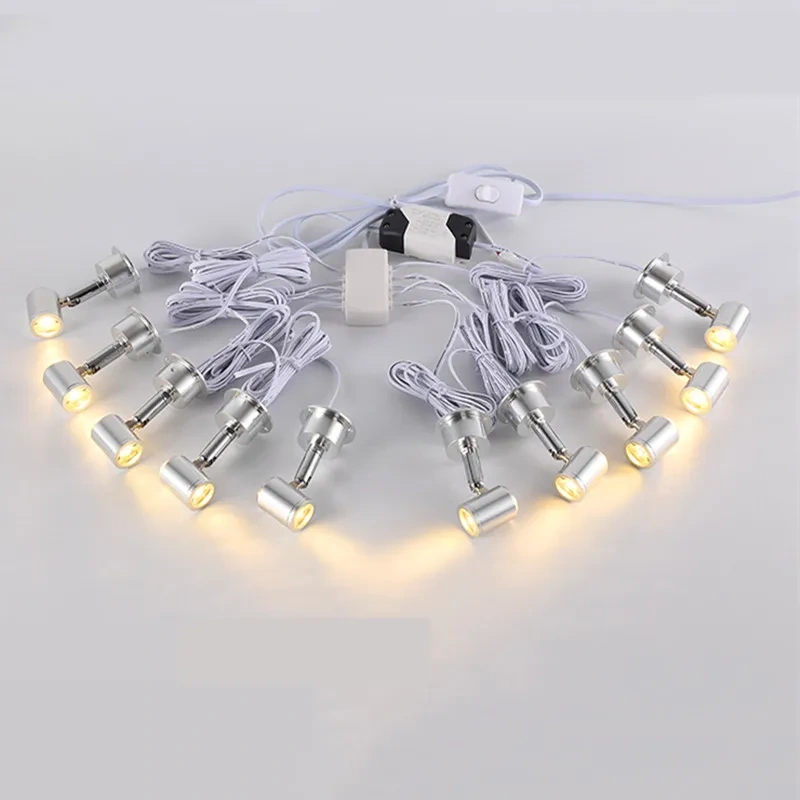 Surface Mounted MINI LED Cabinet Spotlights 110V 220V Kitchen Puck Lighting for Jewelry Showcase Model Spot Light Wall Lamp