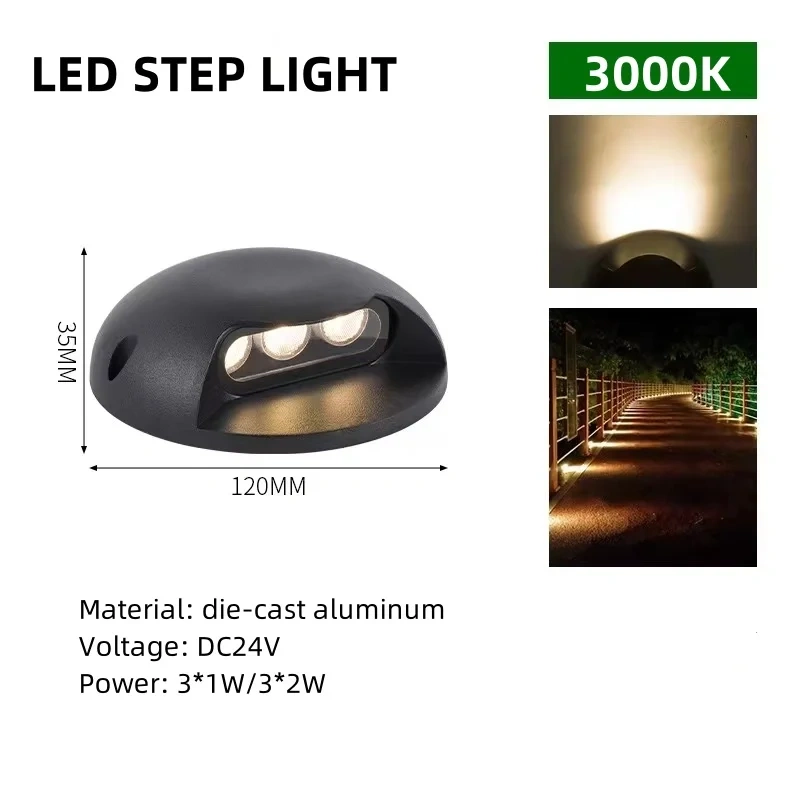 3W 6W LED DMX512 RGB Outdoor Step Light IP65 Waterproof Stairs pathway Lighting Surface Mounted Underground Lawn Lamp Deck DC24V