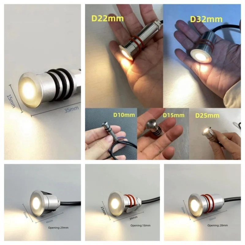 10PCS MINI Outdoor Underground Lamp IP68 for Garden Yard Deck Step Pathway Pool Fountain Landscape Underwater Light DC12V24V