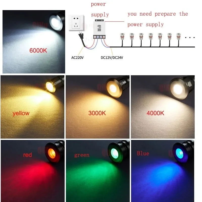 10PCS MINI Outdoor Underground Lamp IP68 for Garden Yard Deck Step Pathway Pool Fountain Landscape Underwater Light DC12V24V