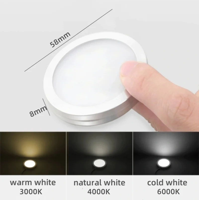 LED Surface Mounted Cabinet Wardrobe Light with Touch Switch Hand Door PIR  Sensor Kitchen Bar Display Case Cupboard Puck Light