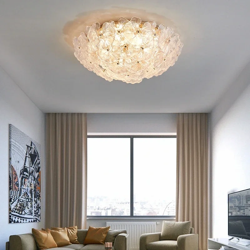 Luxury Style Modern Gold Design LED Ceiling Lamp For Living Room Dining Kitchen Bedroom Round Art Glass Lamp Chandelier Light