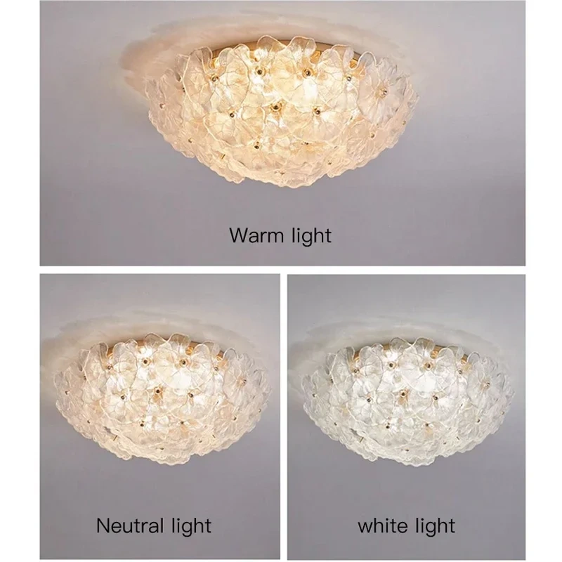 Luxury Style Modern Gold Design LED Ceiling Lamp For Living Room Dining Kitchen Bedroom Round Art Glass Lamp Chandelier Light