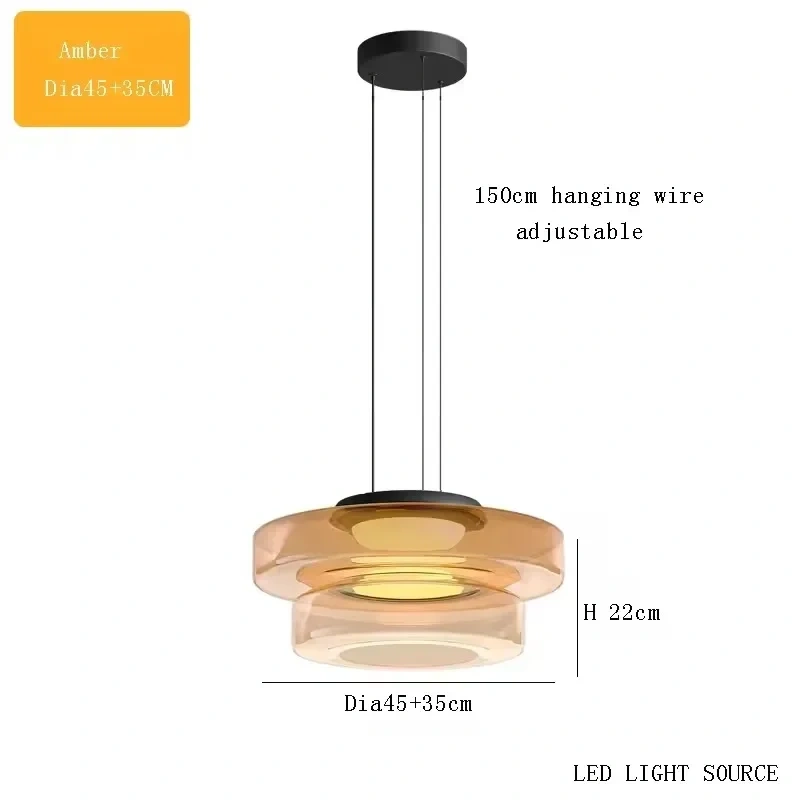 LED Luxury Glass Pendant Light Adjustable Hanging Chandelier Kitchen Island Pendant Lamp For Living Room Bedroom Dining Lighting