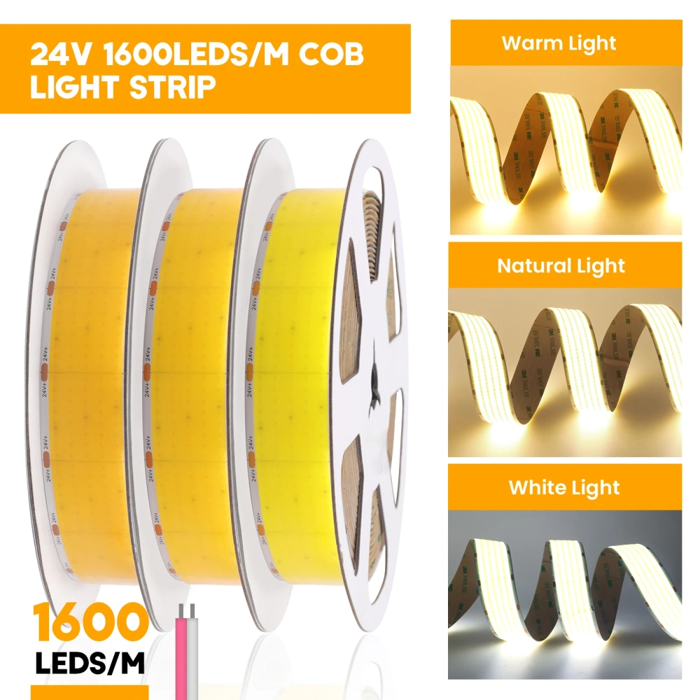 30MM Wide PCB COB LED Strip Light 24V 3000K 4000K 6000K RA90 1600LEDs/m ...