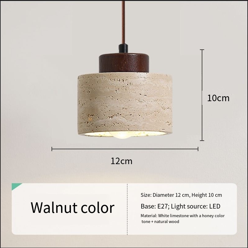 Nordic Minimalist Design Restaurant Led Decorative Chandelier Yellow Travertine Cylindrical Home Bedside Pendent Lamp