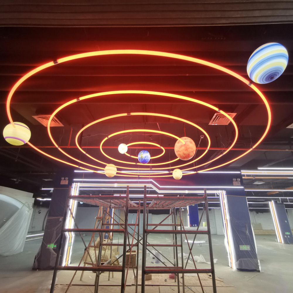 360-Degree Luminous Led Circular Ring Shape Hanging Wire Decorative Led Lamp Tube Acrylic Baked Curved Light Circle Arc