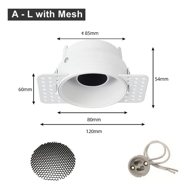 Recessed Downlight Frame Anti Glare Led Spot Light Socket Adjustable Gu10/mr16/11 Bulb Holder Fitting Ceiling Down Light Fixture