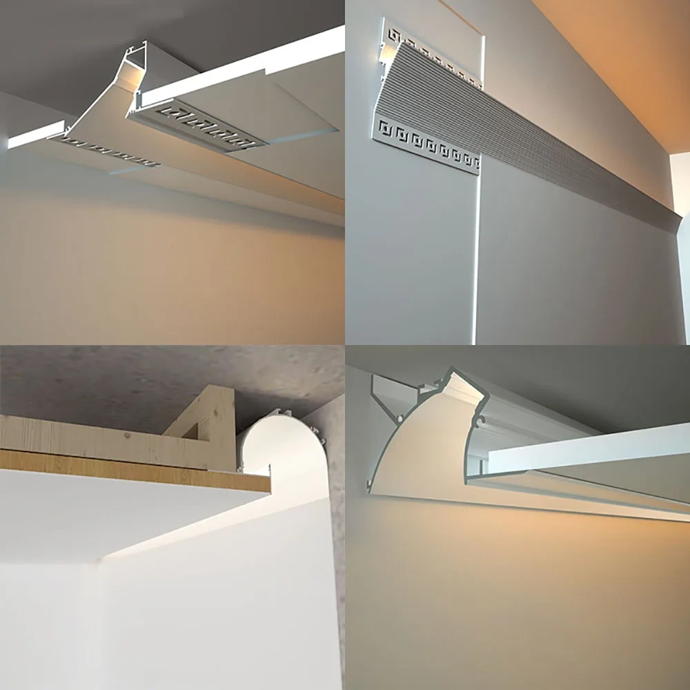 1M Recessed Led Aluminum Profile Channel Holder for Indoor Home Ceiling Wall Backlight Bar Linear Light Indirect Decor Lighting