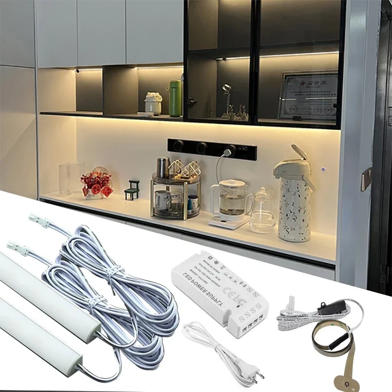 Kitchen Led Under Cabinet Lamp Wardrobe Bookcase Layer Shelf Led Bar 45 Oblique Light Aluminum Profile Closet Furniture Lighting