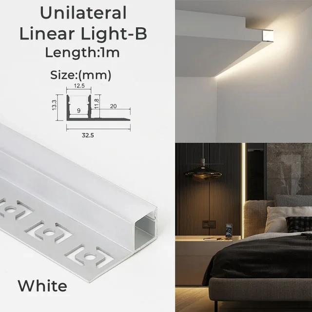 1M Recessed Led Aluminum Profile Channel Holder for Indoor Home Ceiling Wall Backlight Bar Linear Light Indirect Decor Lighting