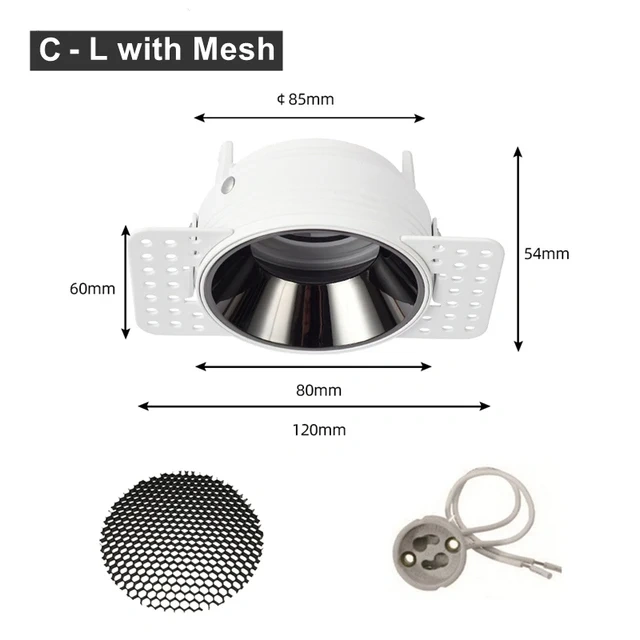 Recessed Downlight Frame Anti Glare Led Spot Light Socket Adjustable Gu10/mr16/11 Bulb Holder Fitting Ceiling Down Light Fixture
