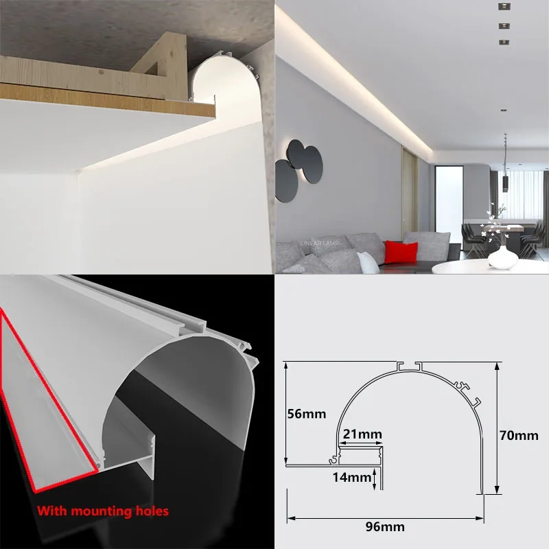 1M Recessed Led Aluminum Profile Channel Holder for Indoor Home Ceiling Wall Backlight Bar Linear Light Indirect Decor Lighting