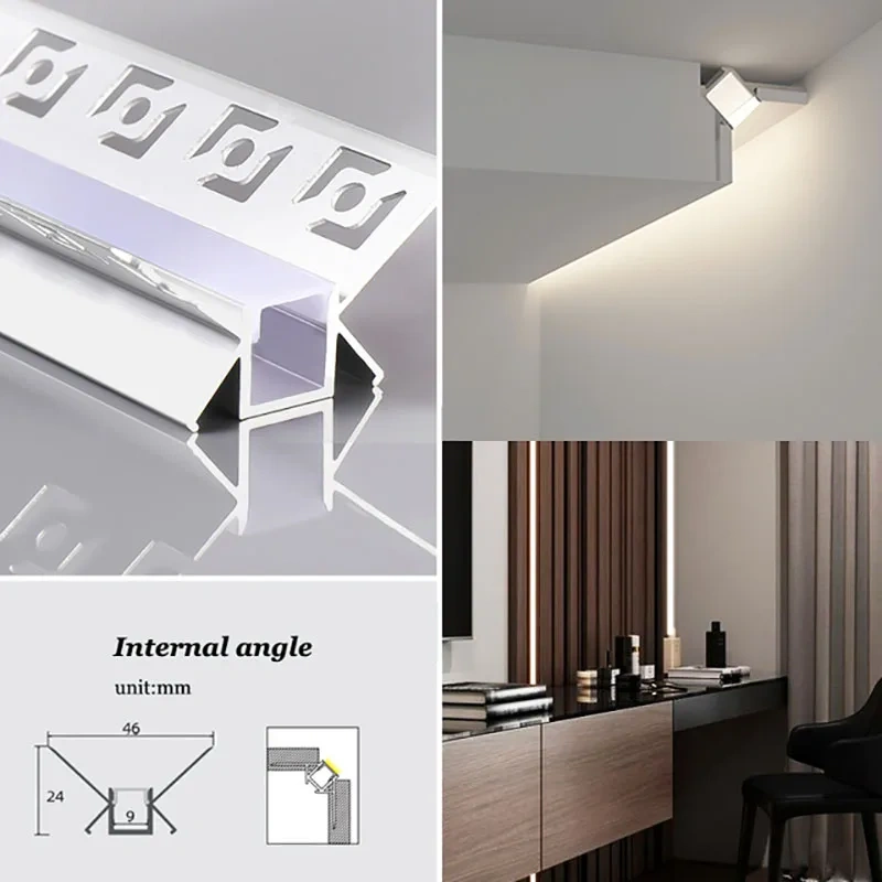 1M Recessed Led Aluminum Profile Channel Holder for Indoor Home Ceiling Wall Backlight Bar Linear Light Indirect Decor Lighting