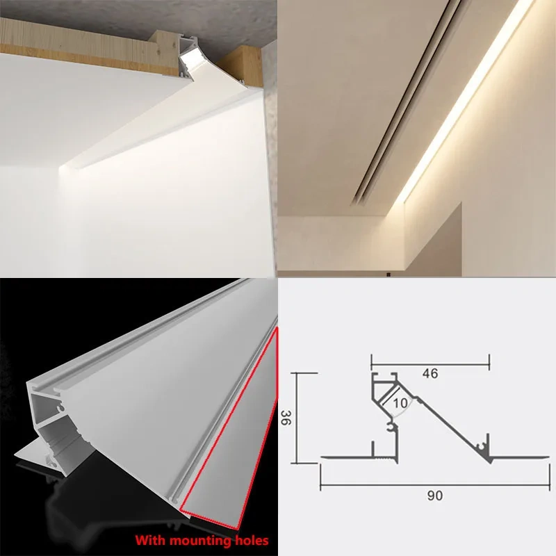 1M Recessed Led Aluminum Profile Channel Holder for Indoor Home Ceiling Wall Backlight Bar Linear Light Indirect Decor Lighting