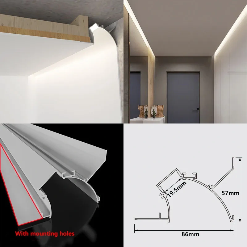 1M Recessed Led Aluminum Profile Channel Holder for Indoor Home Ceiling Wall Backlight Bar Linear Light Indirect Decor Lighting